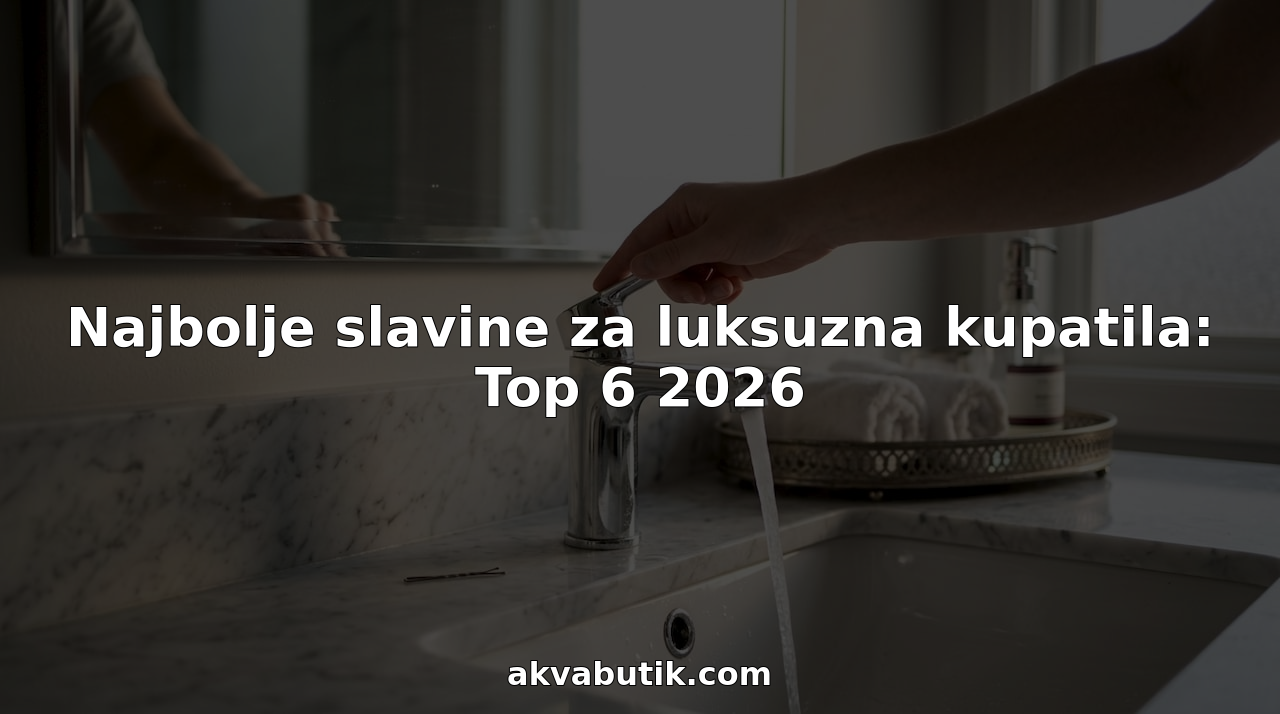 Elegantna slavina u luksuznom kupatilu, postavljena na mermernoj ploči.