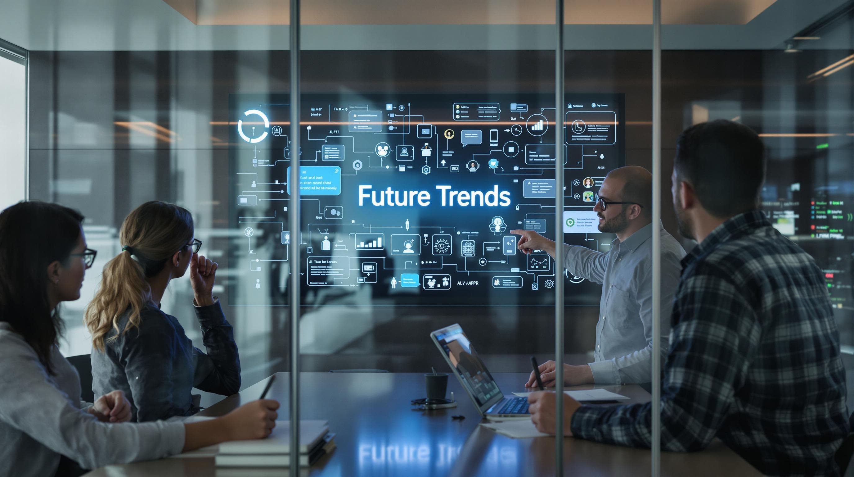Business professionals planning AI trends and future strategy