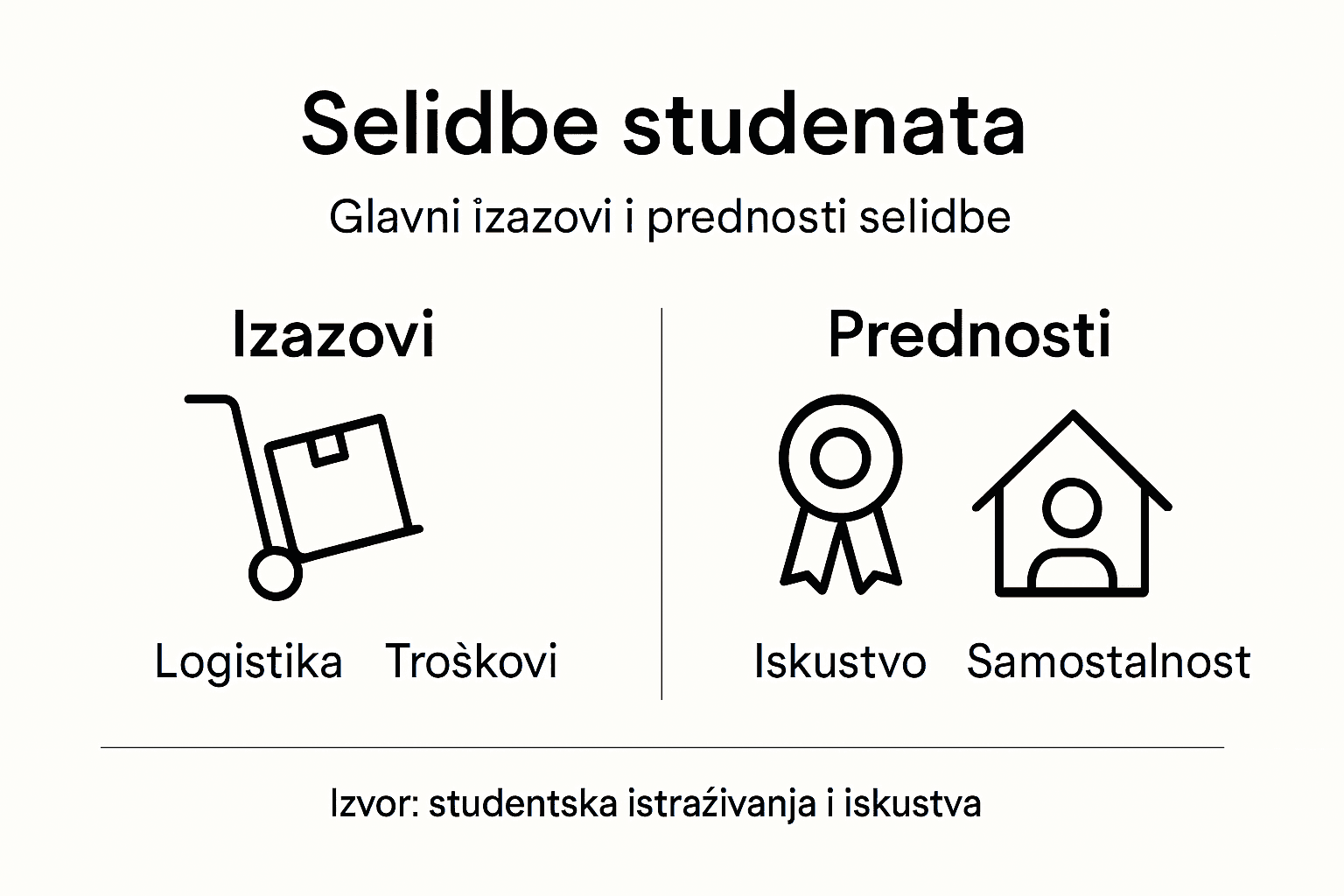 Infografika: što studente čeka kad sele – izazovi i prednosti studentskih selidbi