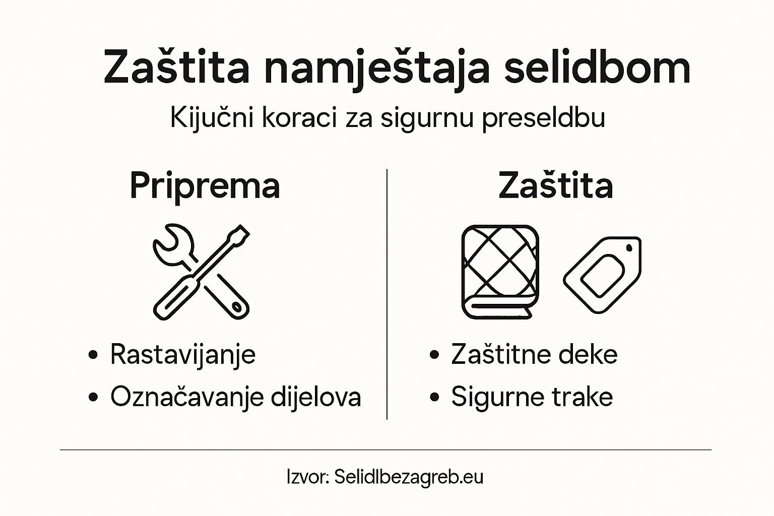 Vodič za sigurnu zaštitu namještaja tijekom selidbe – infografika