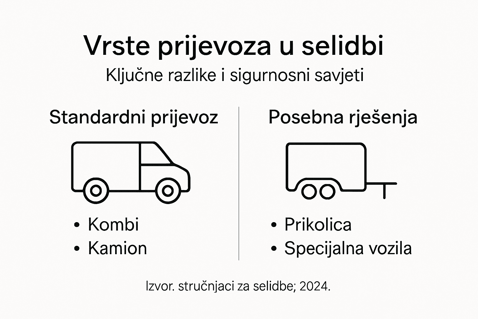 Infografika: najčešći načini prijevoza prilikom selidbe