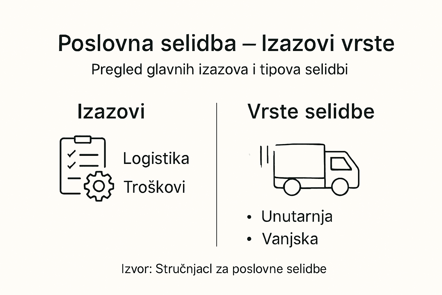 Infografika: vrste preseljenja i najčešći izazovi s kojima se susrećemo