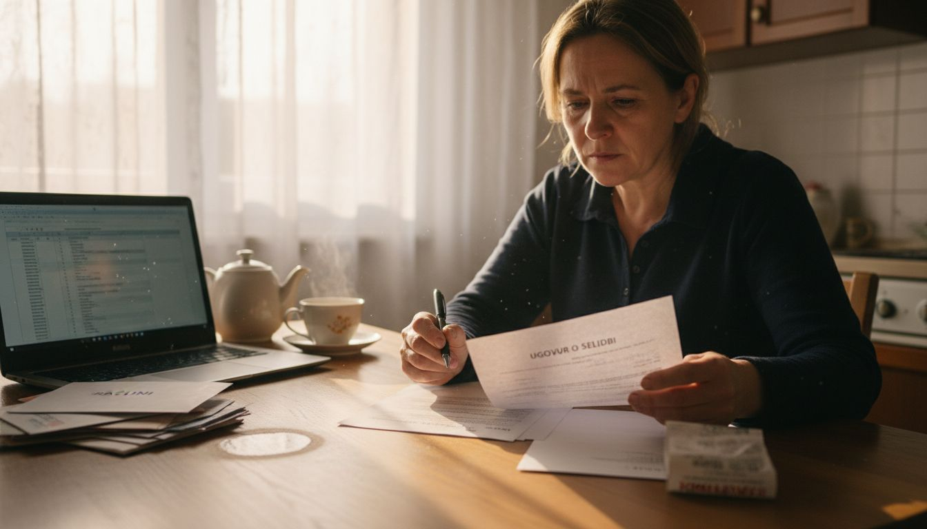 Klijent detaljno pregledava ugovor o selidbi