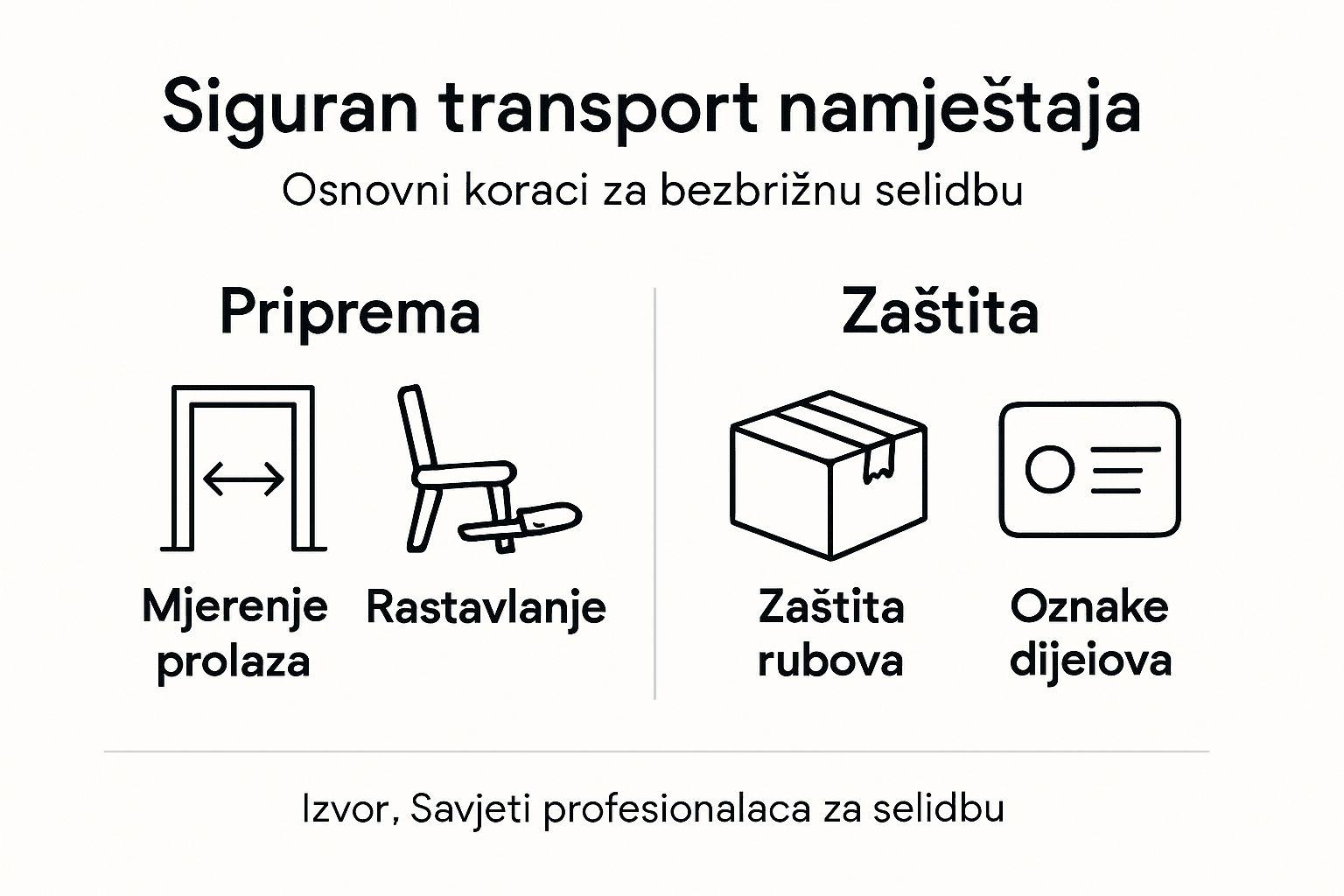 Vodič kroz sigurno preseljenje i prijevoz namještaja – infografika