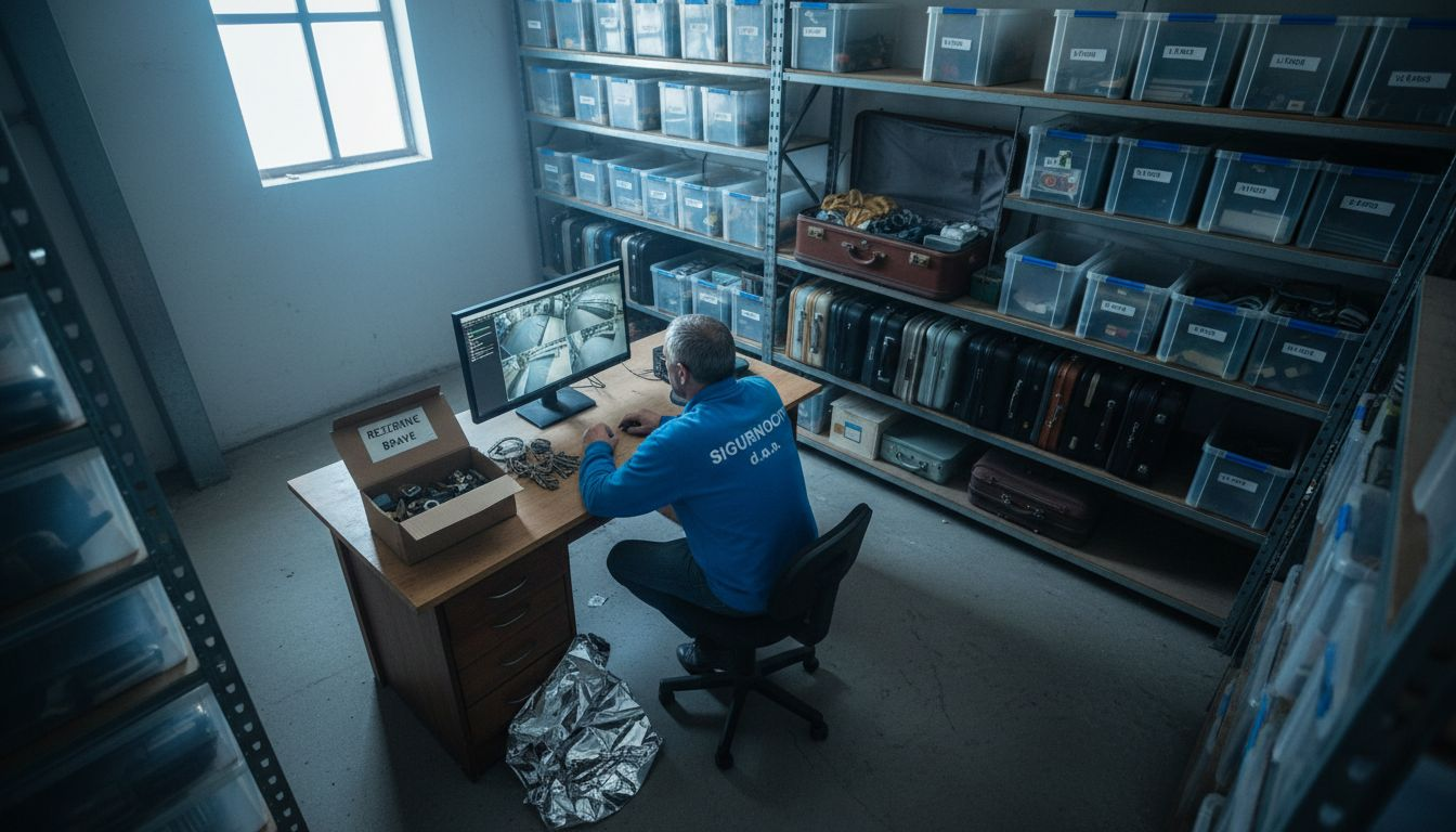 Muškarac nadgleda sigurnost robe u skladištu, pazeći da sve ostane zaštićeno i na svom mjestu.