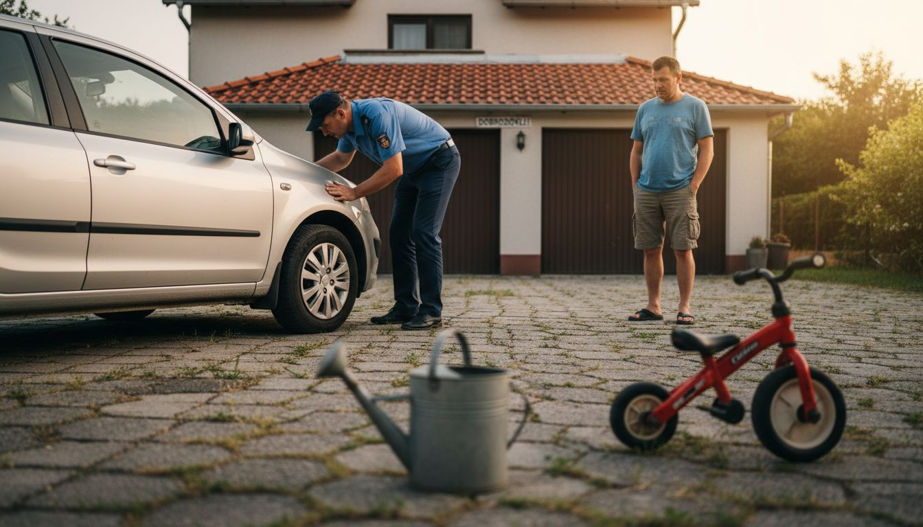 Prevzem avtomobila neposredno pri prodajalčevem domu, na njegovem dvorišču.