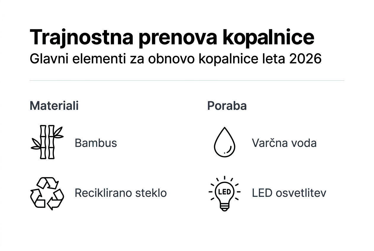 Infografika: ključni poudarki trajnostne prenove kopalnice