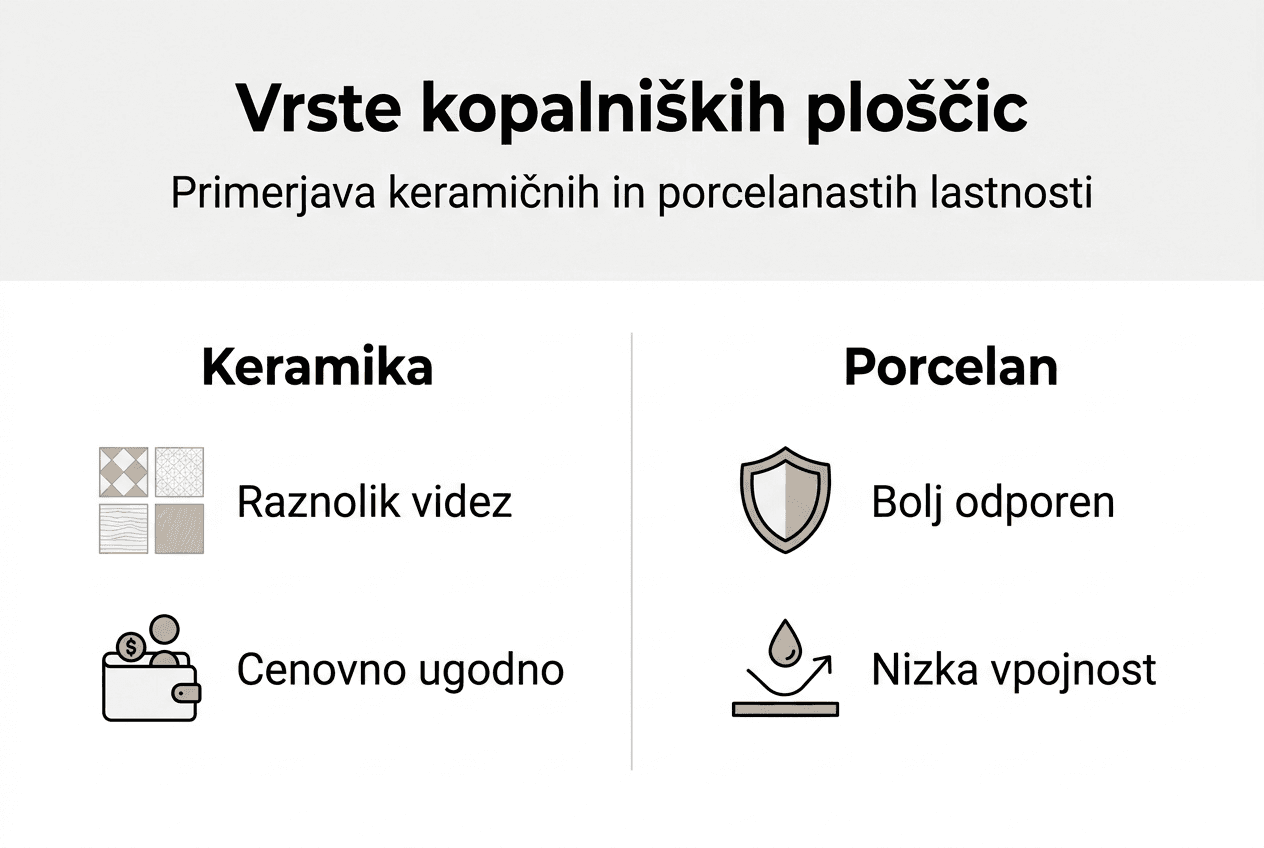 Infografika: ključne razlike med keramičnimi in porcelanastimi ploščicami