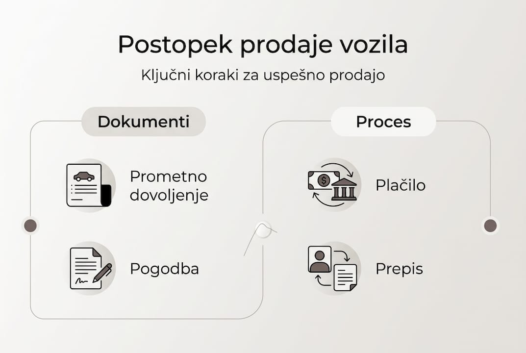 Pregleden vodič skozi glavne korake pri prodaji avtomobila