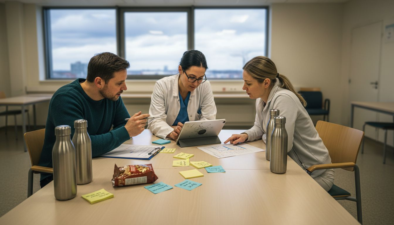 Gemeinsame Pausen im Krankenhaus: Hier kommen Kollegen zusammen, tauschen sich aus und stärken das Wir-Gefühl. Im Aufenthaltsraum wird nicht nur gegessen und Kaffee getrunken – oft werden dort auch Erfahrungen geteilt, Probleme besprochen und gemeinsam gelacht. So sorgt Teamarbeit auch abseits der Station für ein gutes Miteinander und eine entspannte Atmosphäre.