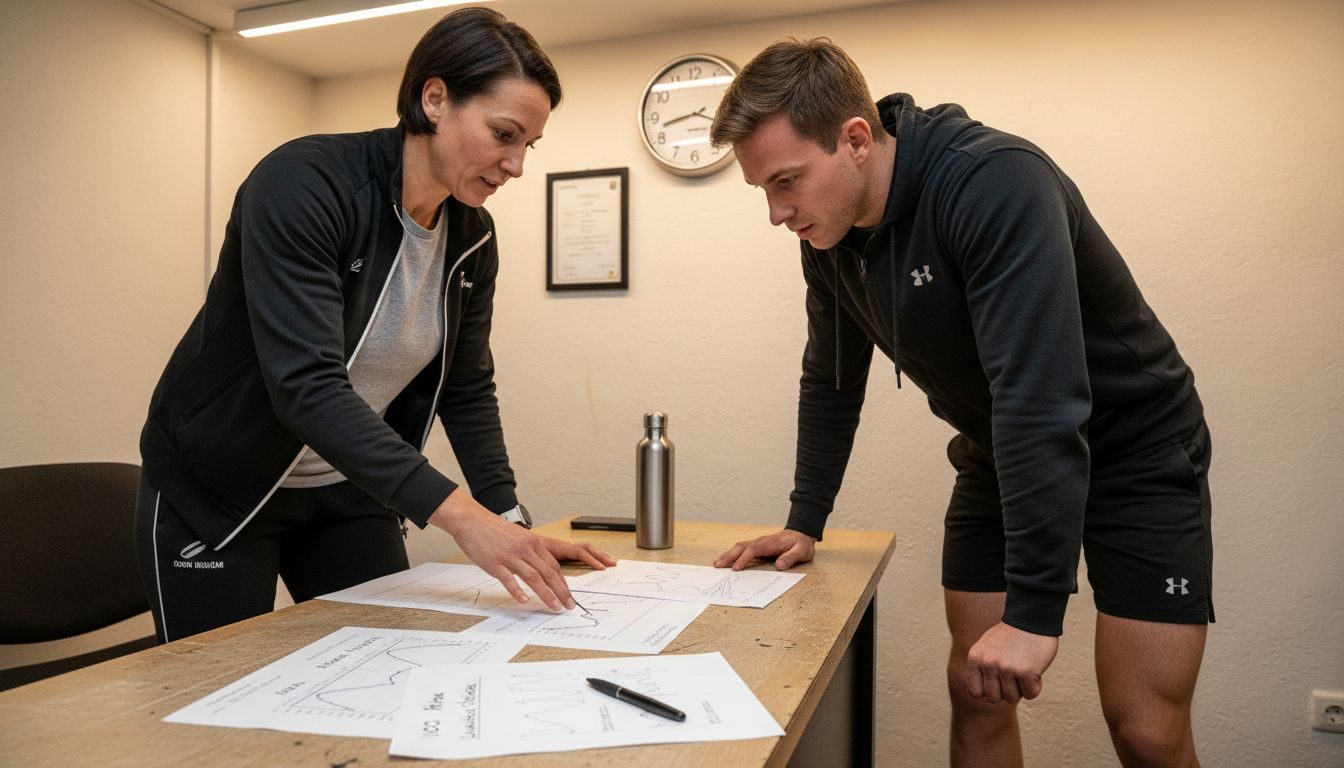 Coach reviewing fitness test results with athlete