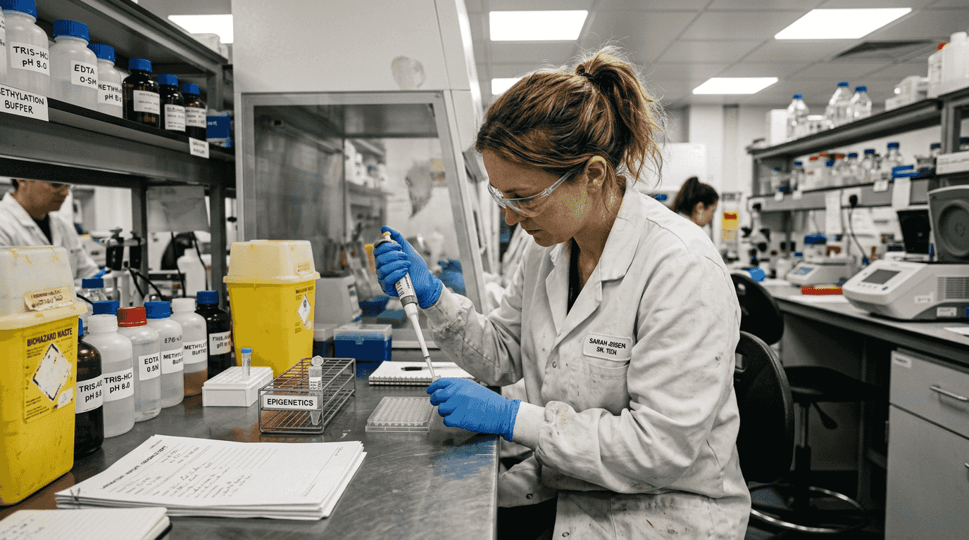 Technician analyzing DNA methylation sample
