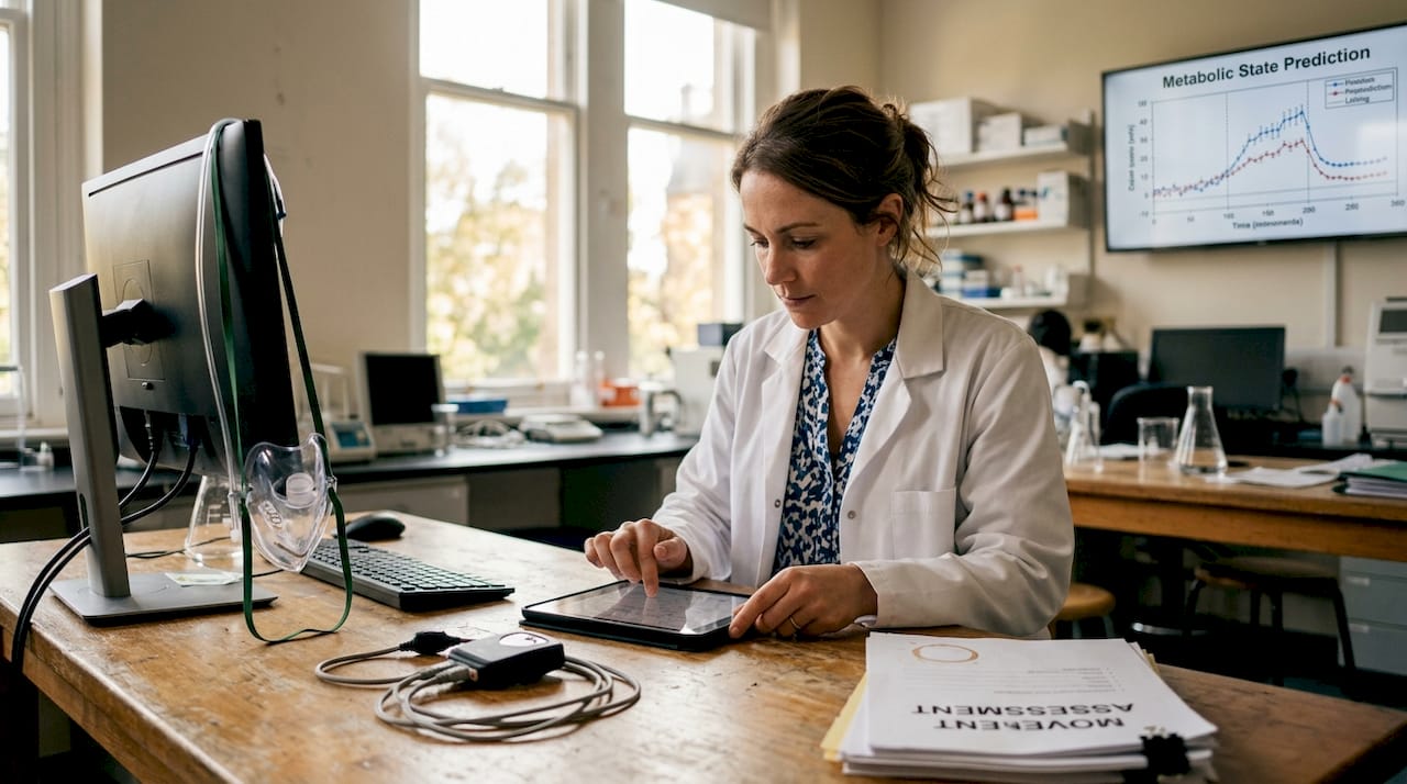 Scientist working with biometric modeling tools