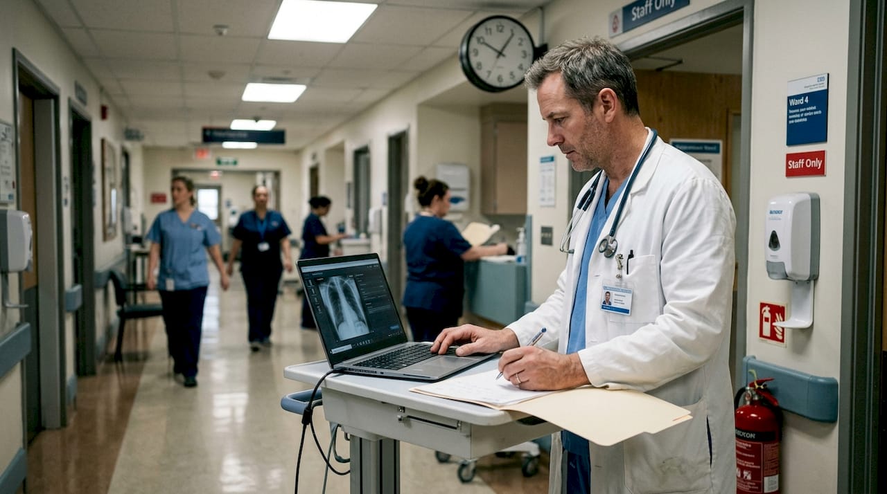Doctor reviews ai health diagnostics results