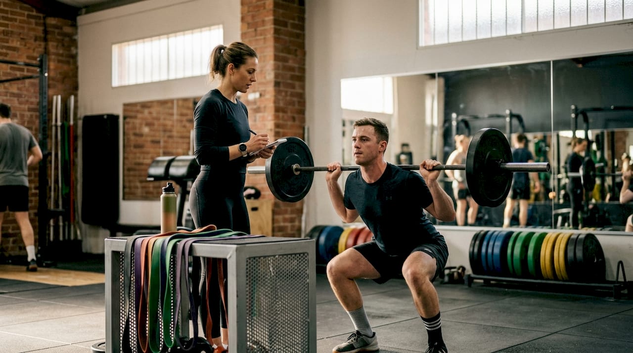 Strength testing barbell squat assessment gym