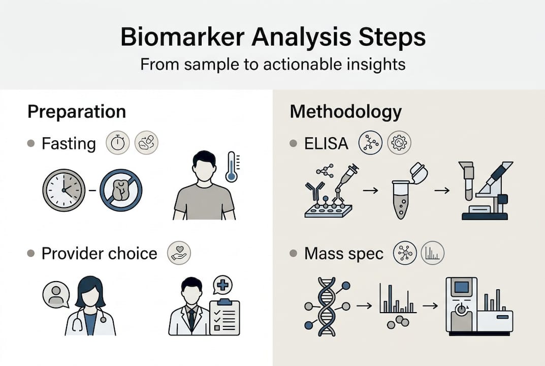 Infographic summarizing biomarker analysis steps