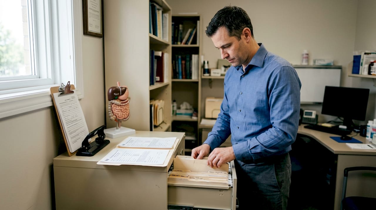 Clinician sorting patient assessment files