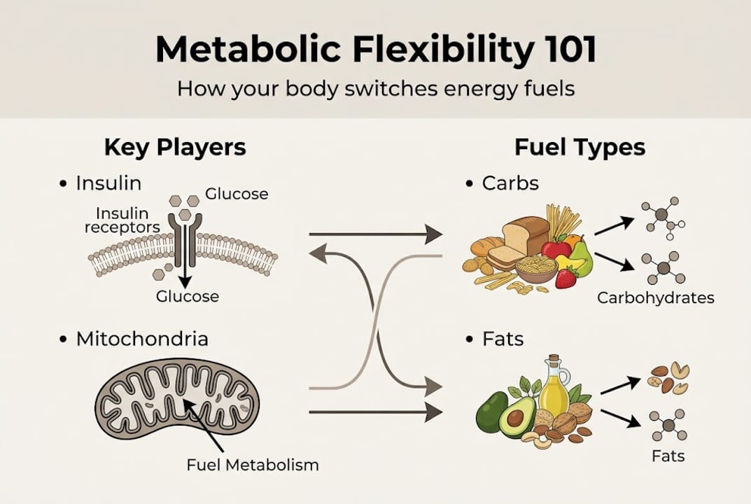 Infographic metabolic flexibility mechanisms overview