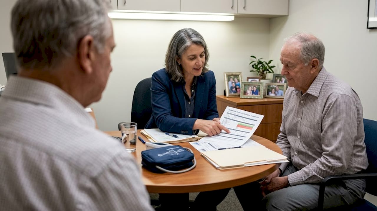 Clinician discusses health data with patient