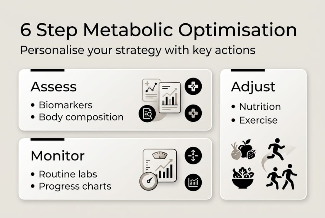 Infographic summarising six metabolic optimisation steps