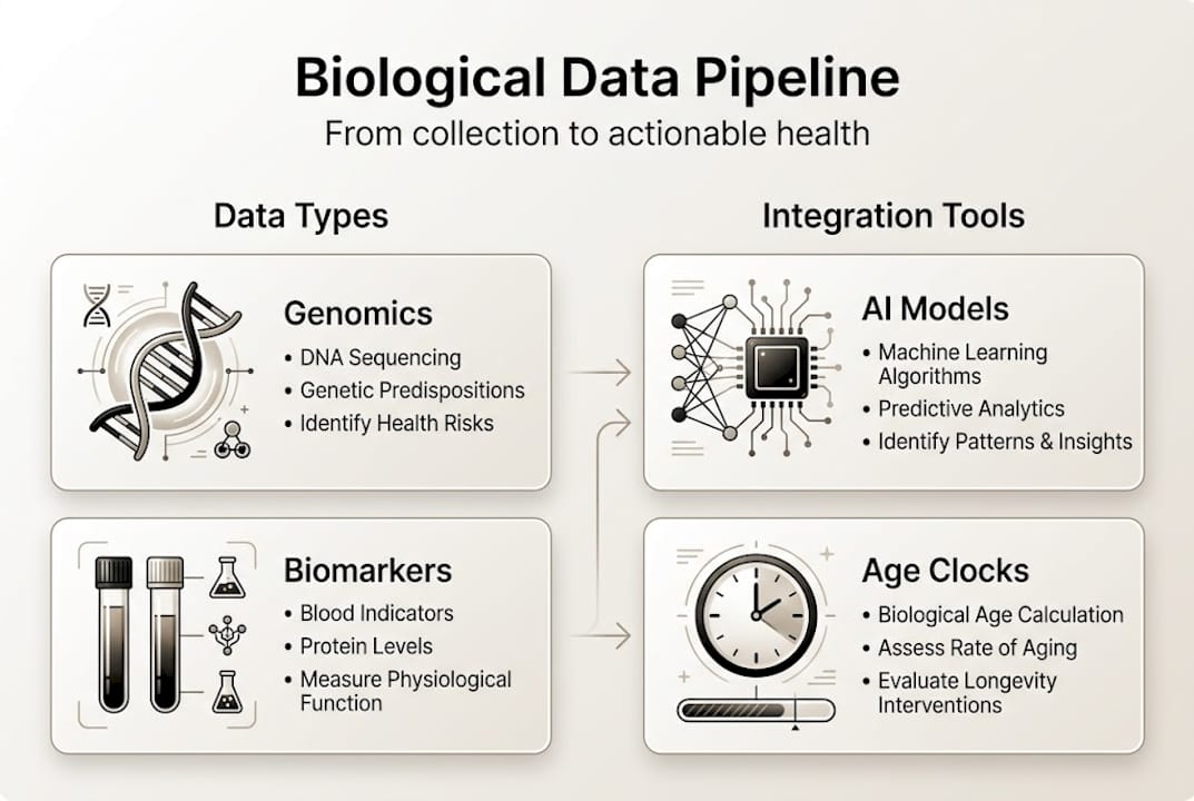 Infographic showing biological data integration flow