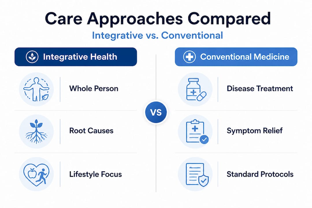 Infographic compares integrative and conventional medicine
