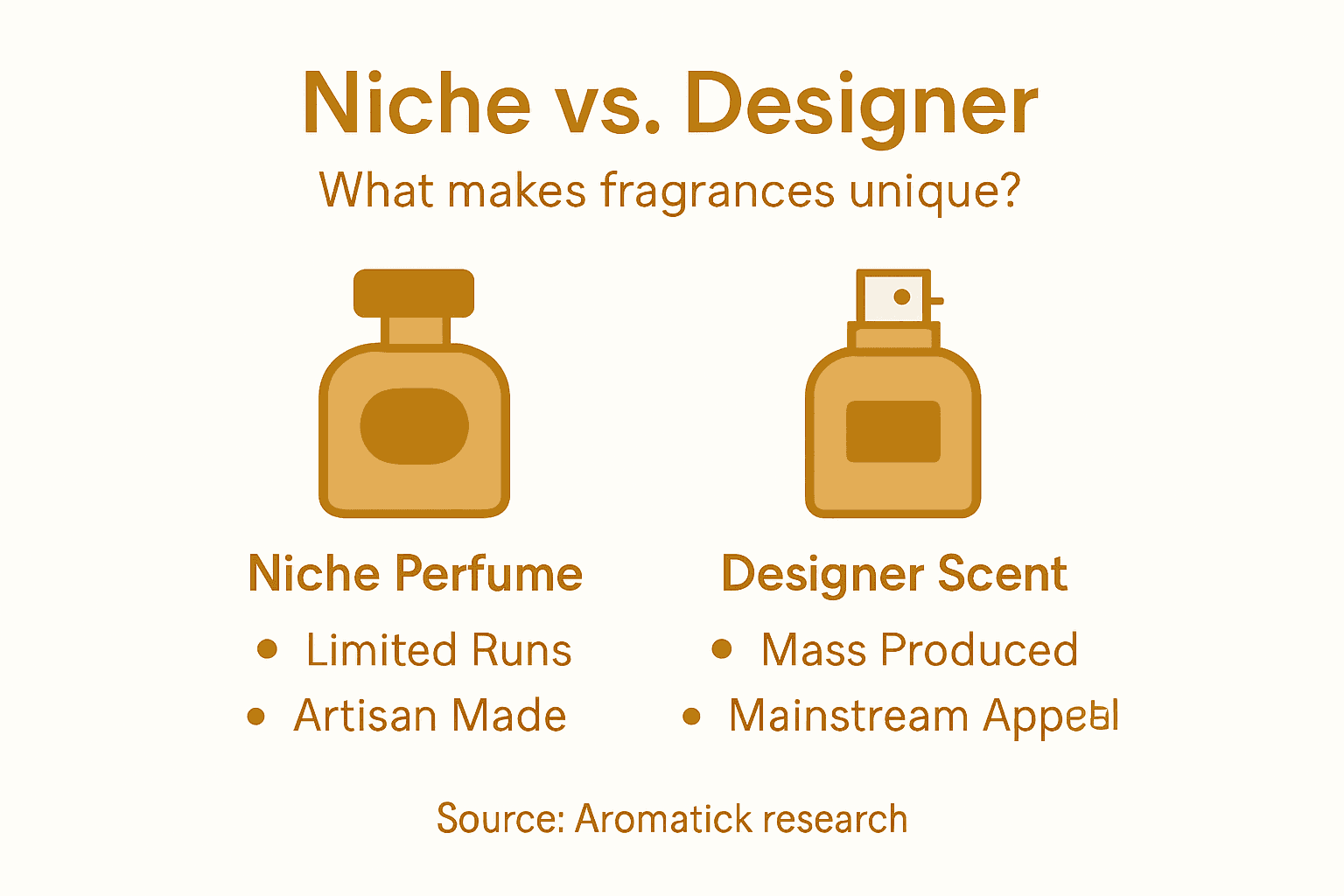 Infographic comparing niche and designer fragrances