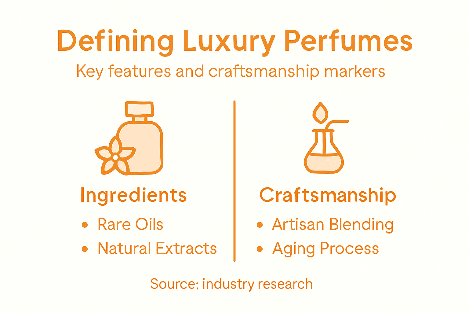 Infographic showing defining features of luxury perfumes