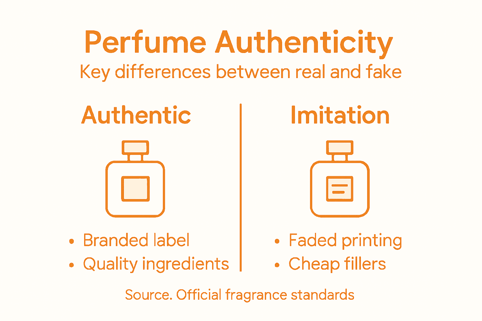 Infographic comparing authentic and imitation perfumes