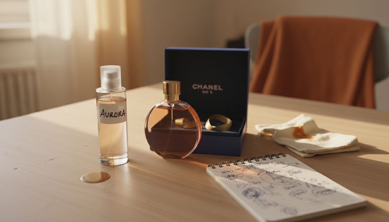 Two perfume bottles niche versus designer comparison