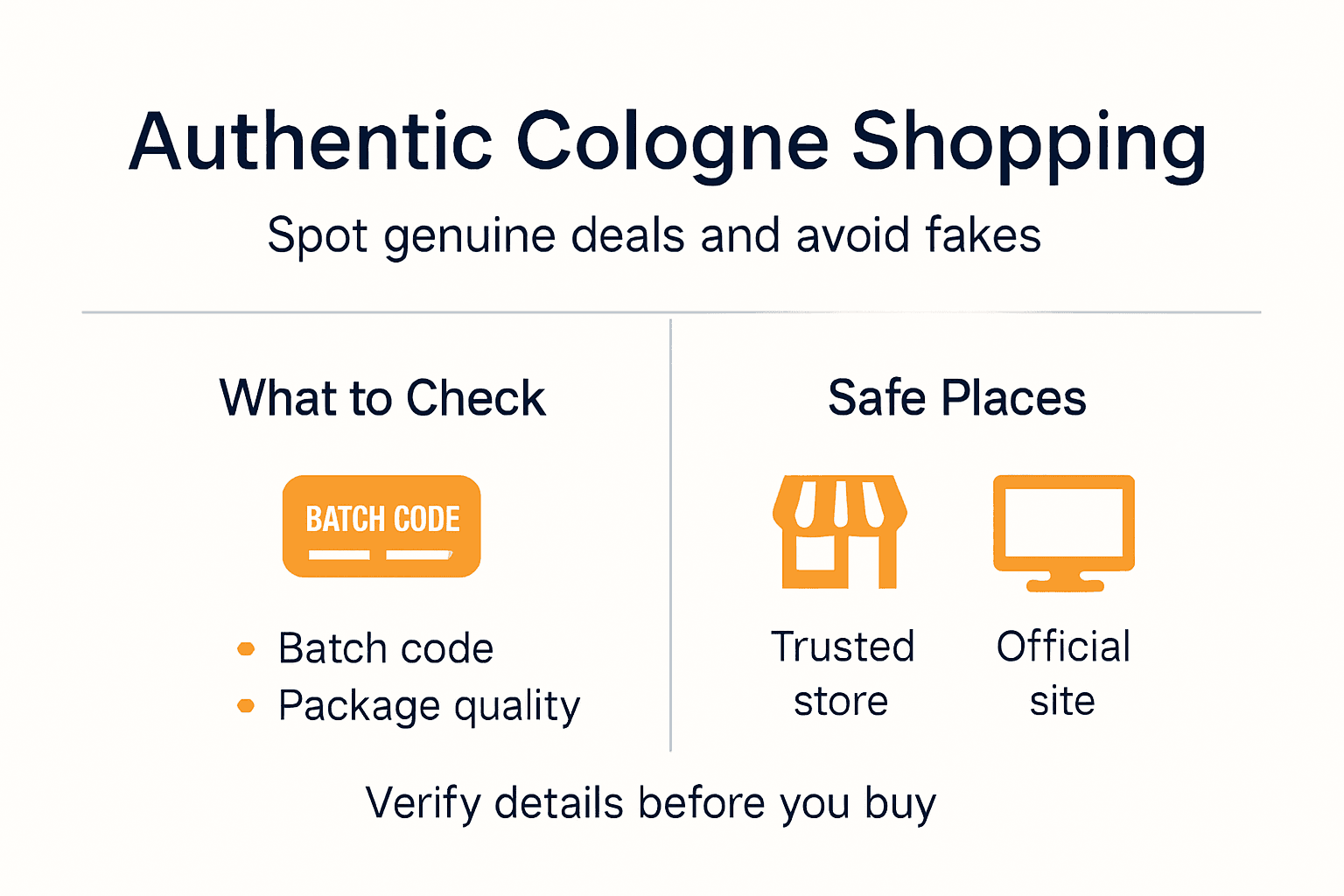 Infographic showing authentic cologne shopping tips
