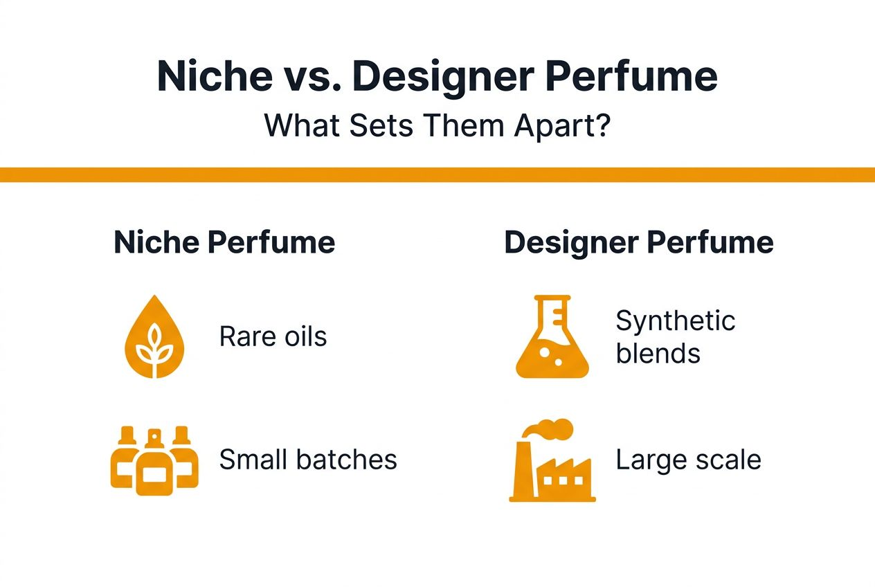 Infographic showing niche versus designer perfume