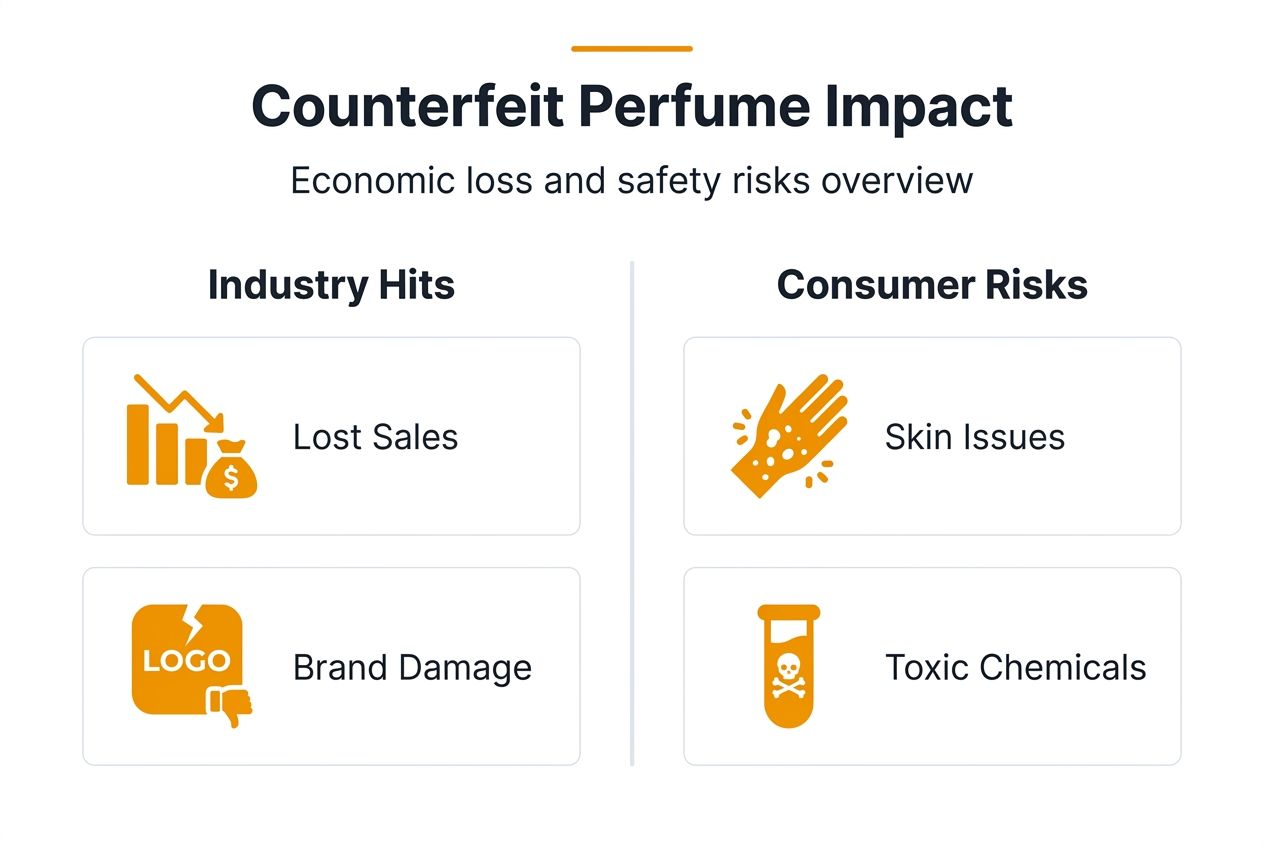 Infographic showing economic impact and risks of fakes
