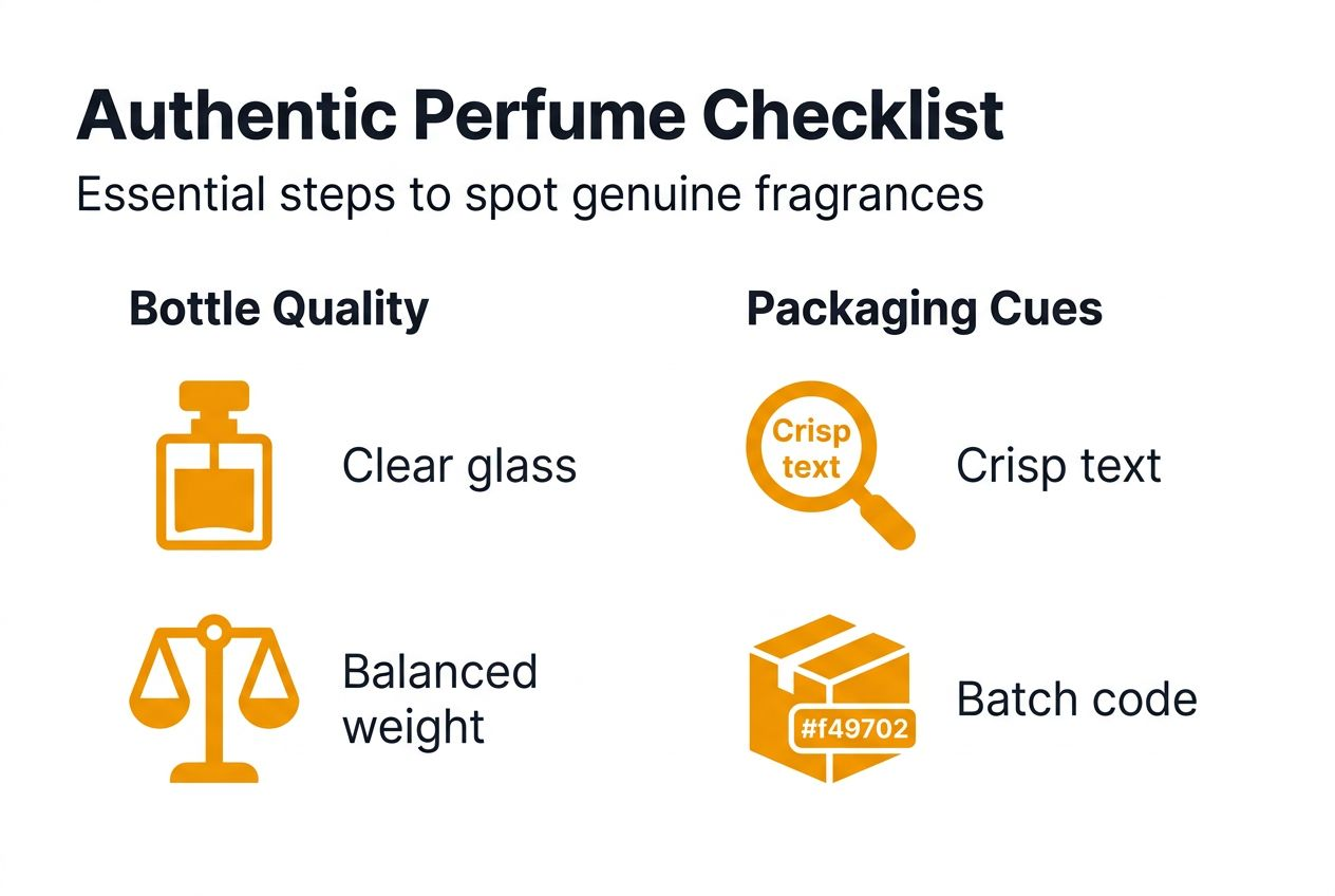 Infographic showing authentic perfume checklist
