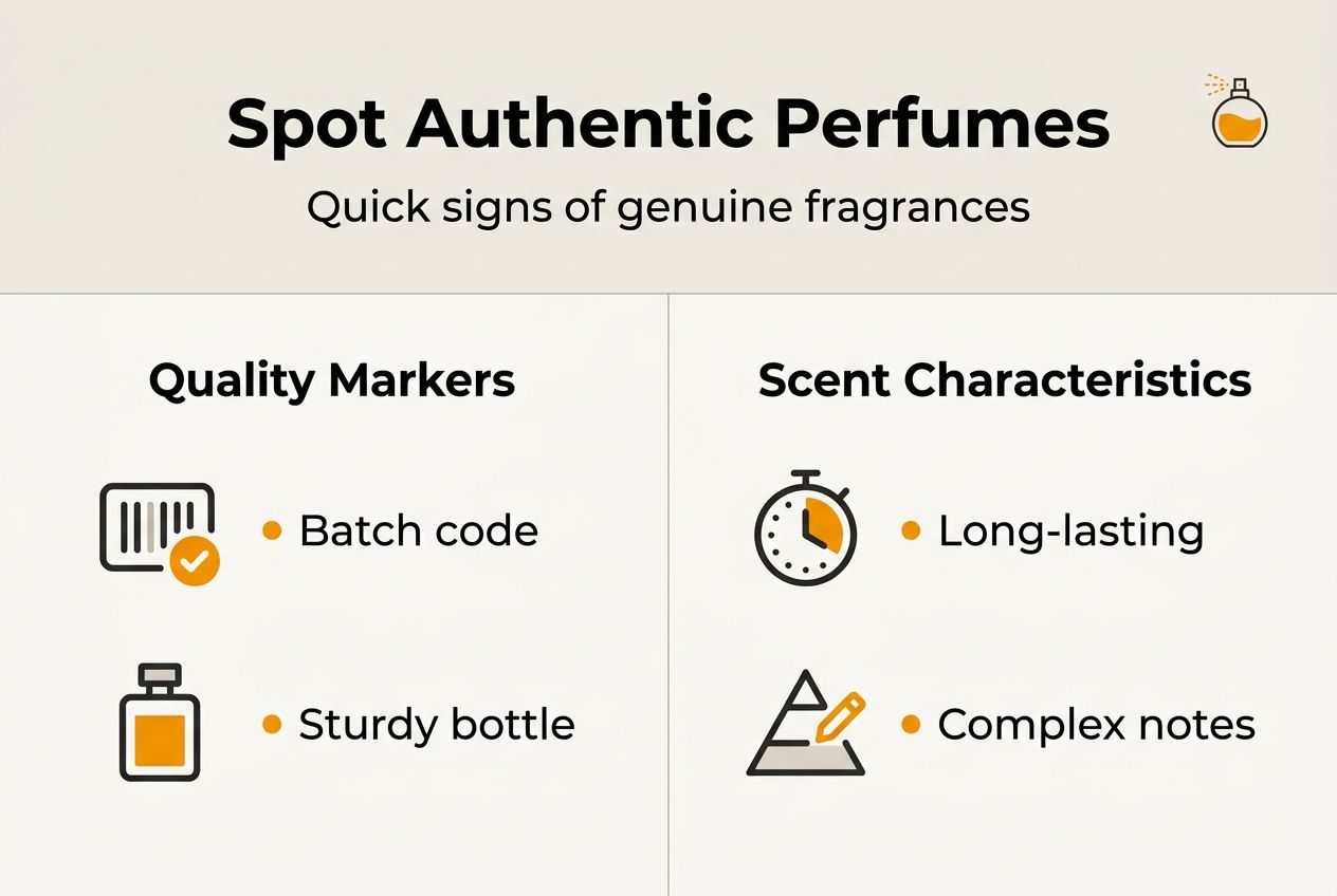 Infographic showing signs of authentic perfumes