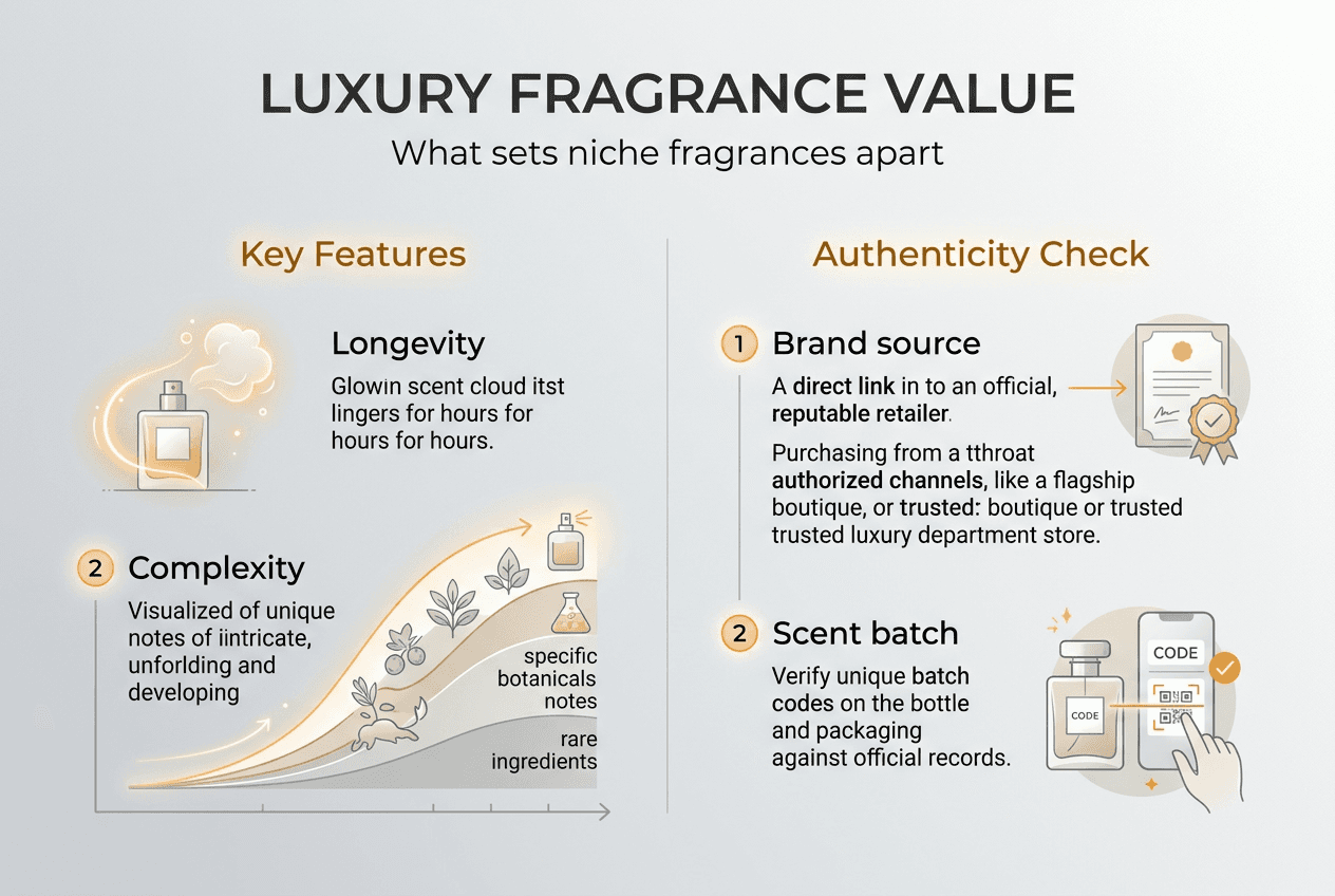 Infographic on luxury fragrance authenticity features