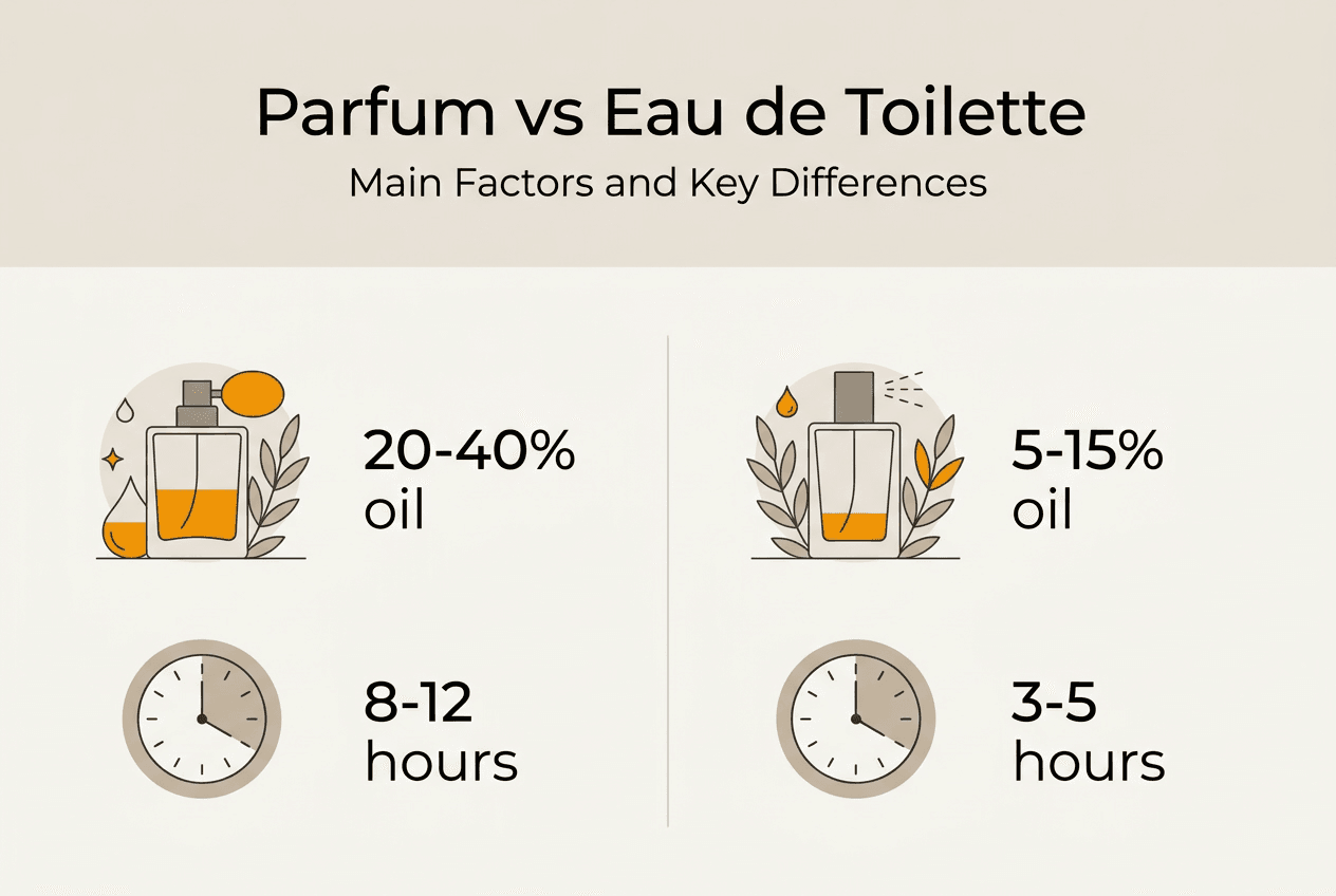 Infographic comparing parfum and eau de toilette