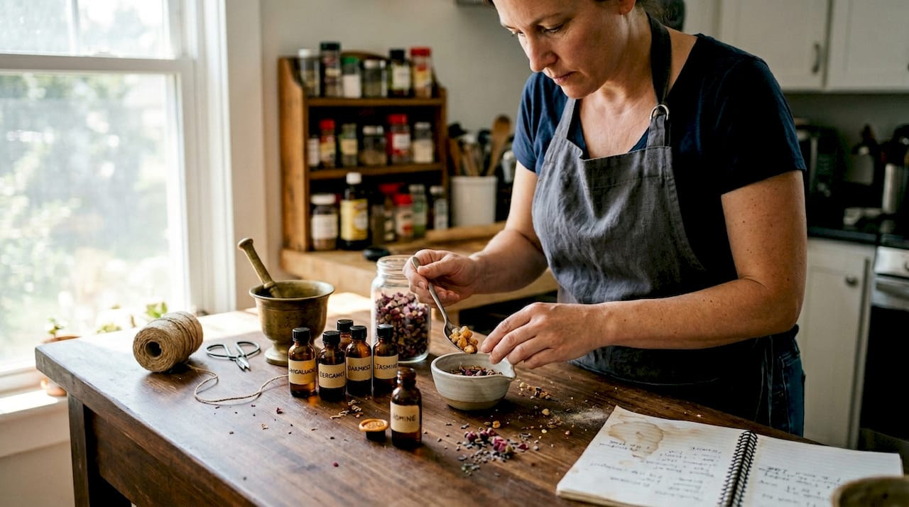 Artisan preparing niche perfume ingredients