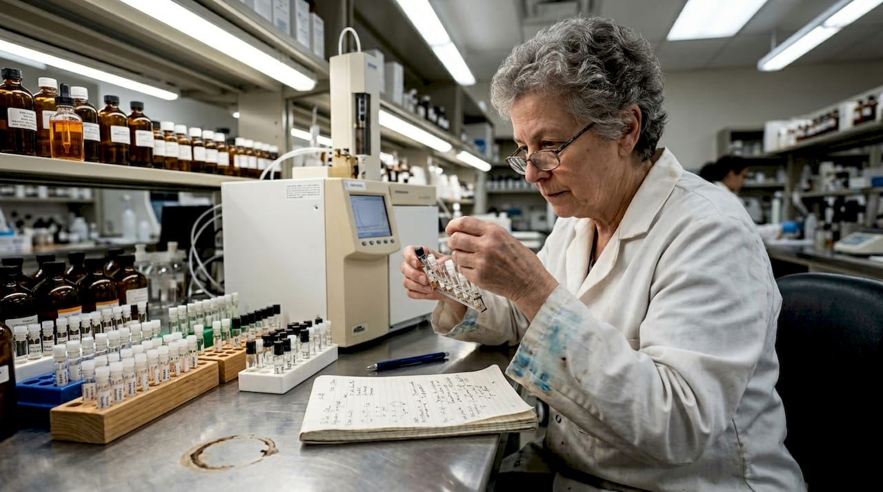 Lab technician testing perfume longevity