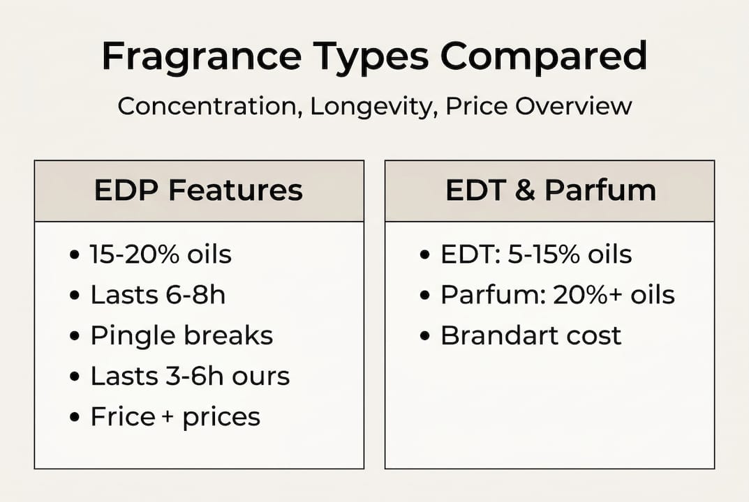 Infographic comparing fragrance types and longevity