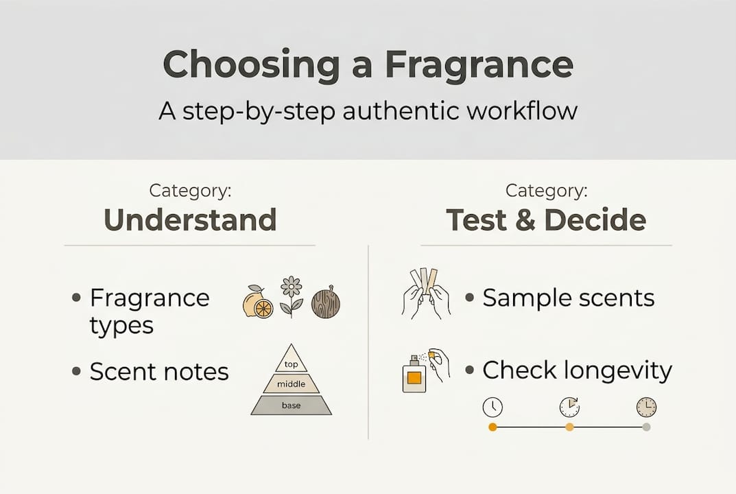 Fragrance selection simple workflow infographic