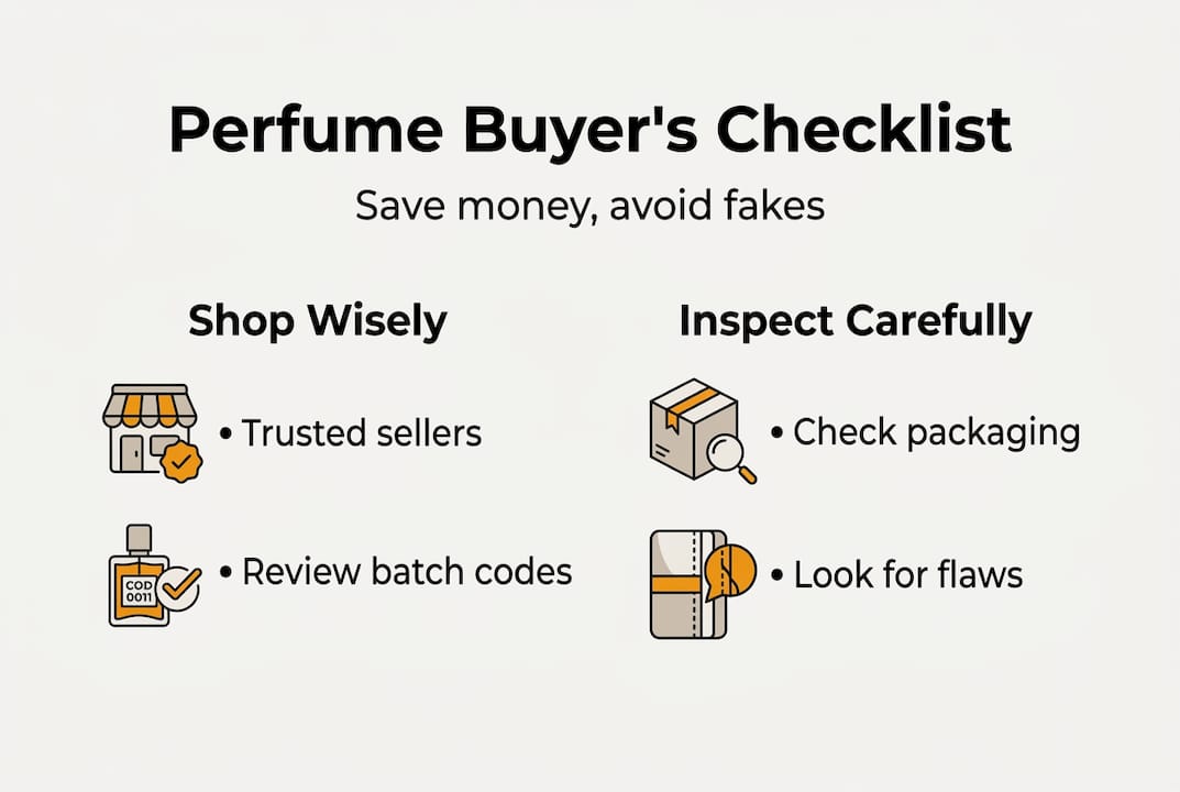 Infographic showing perfume buying checklist