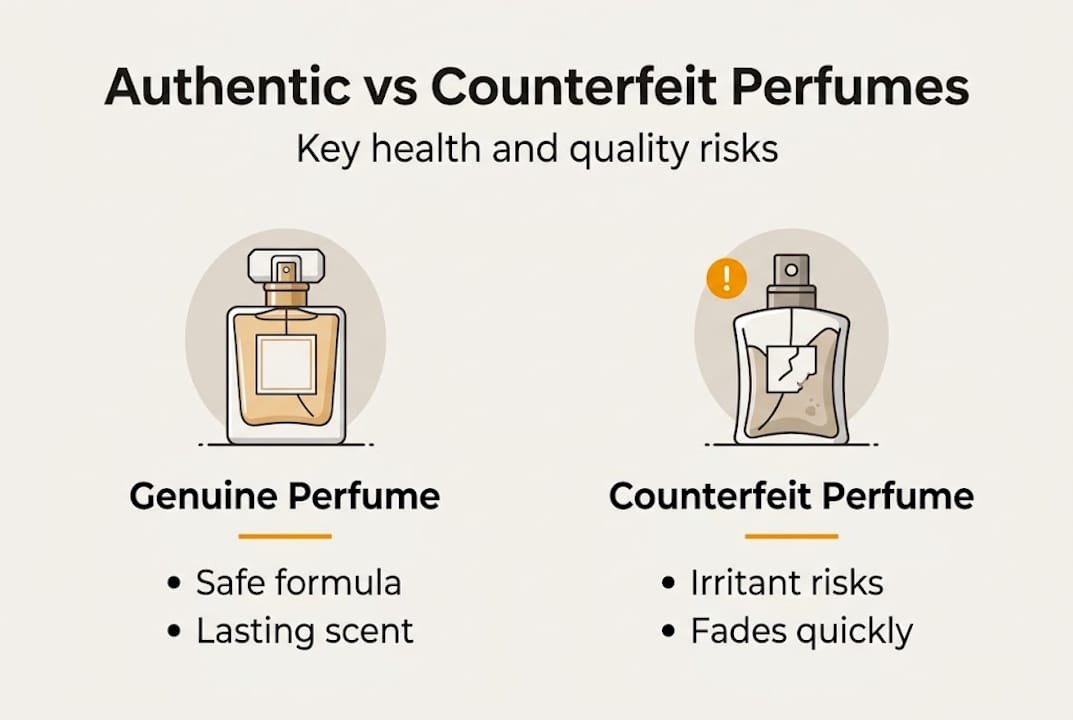 Infographic authentic vs fake perfume risks