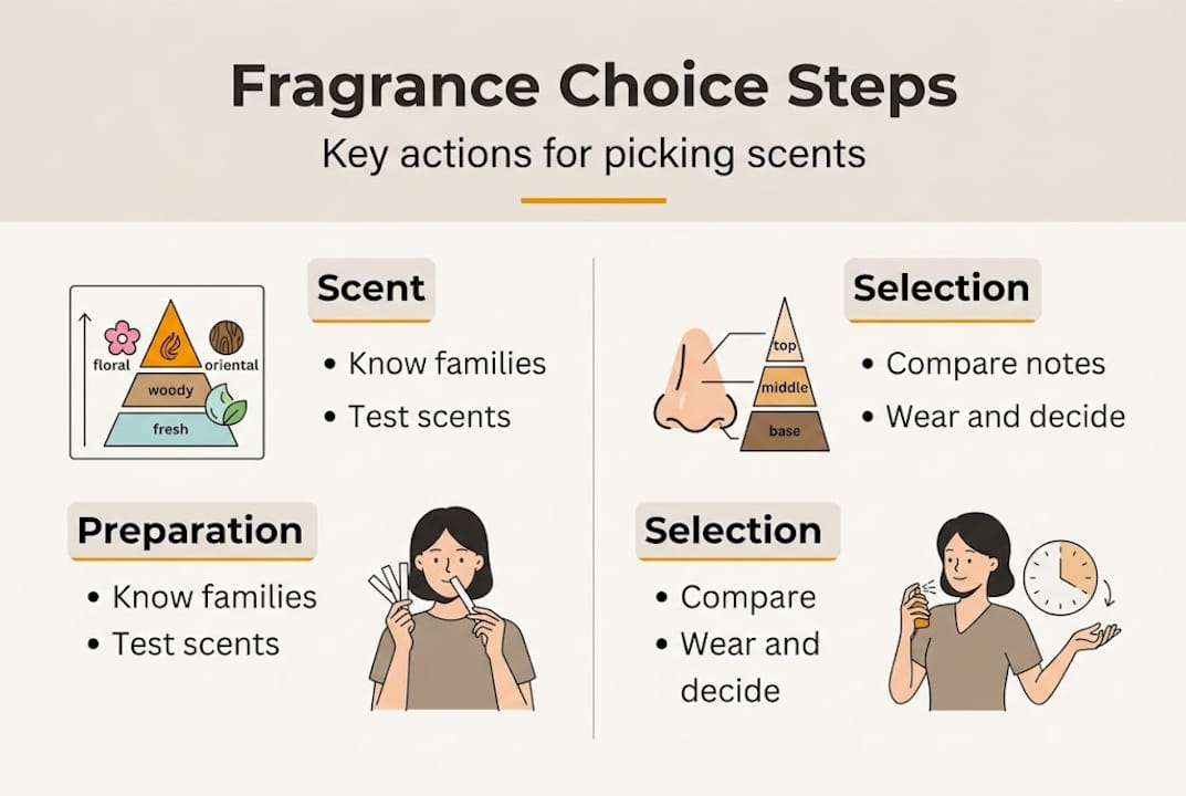 Infographic with fragrance selection steps