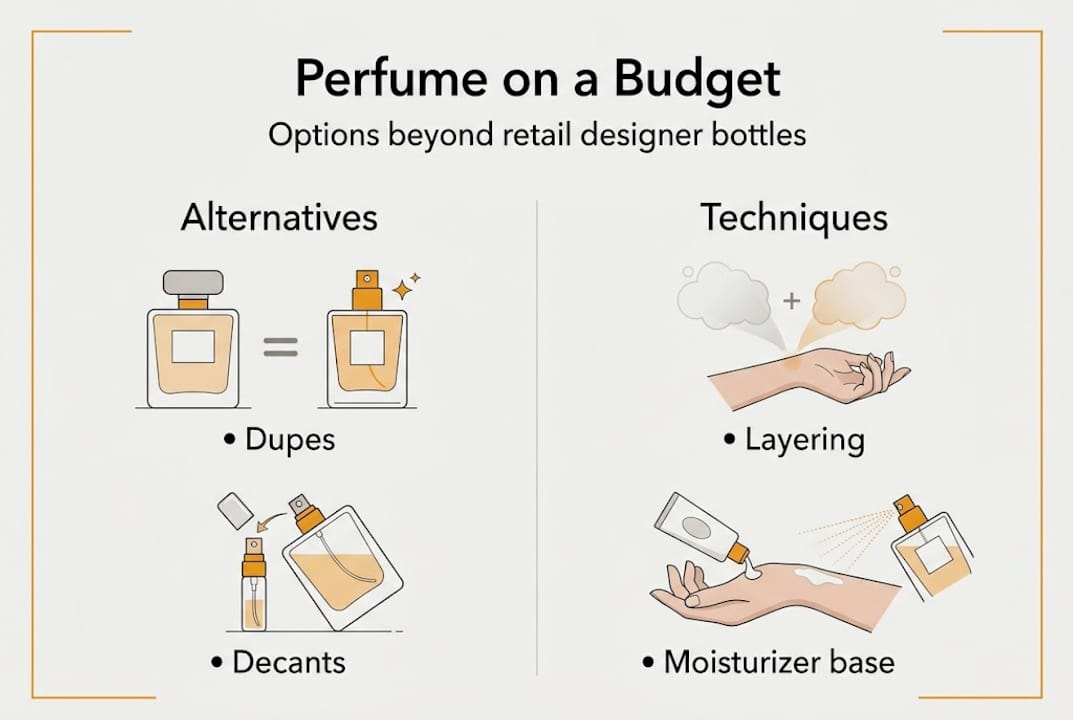 Infographic on affordable perfume alternatives