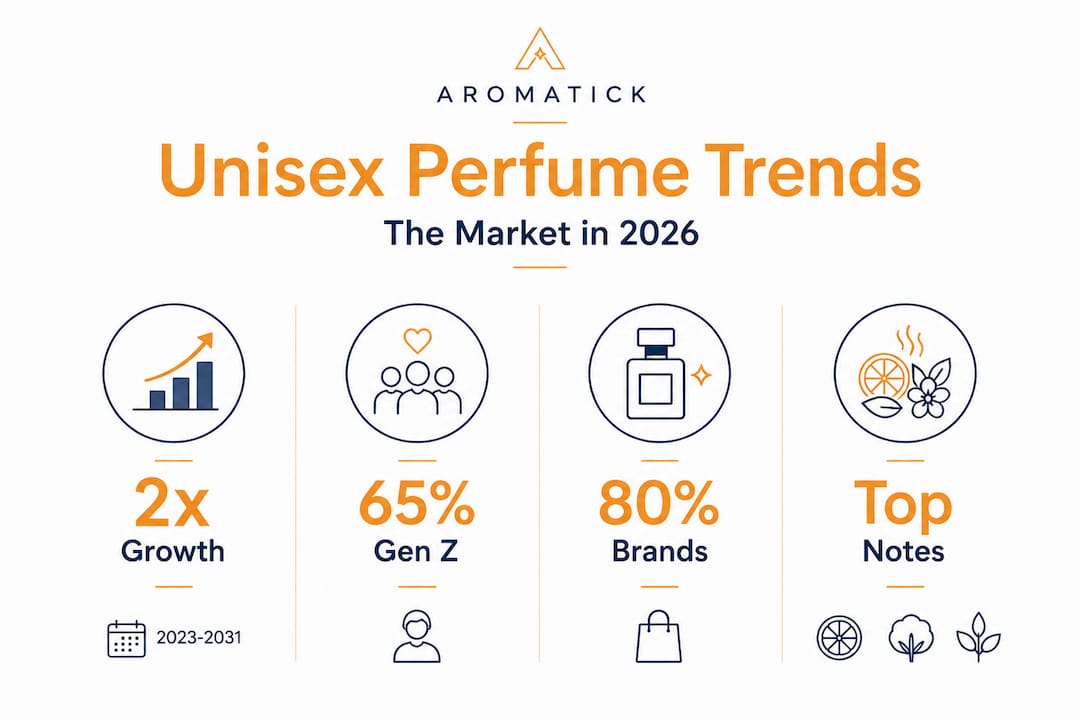Infographic showing growth and trends in unisex perfumes