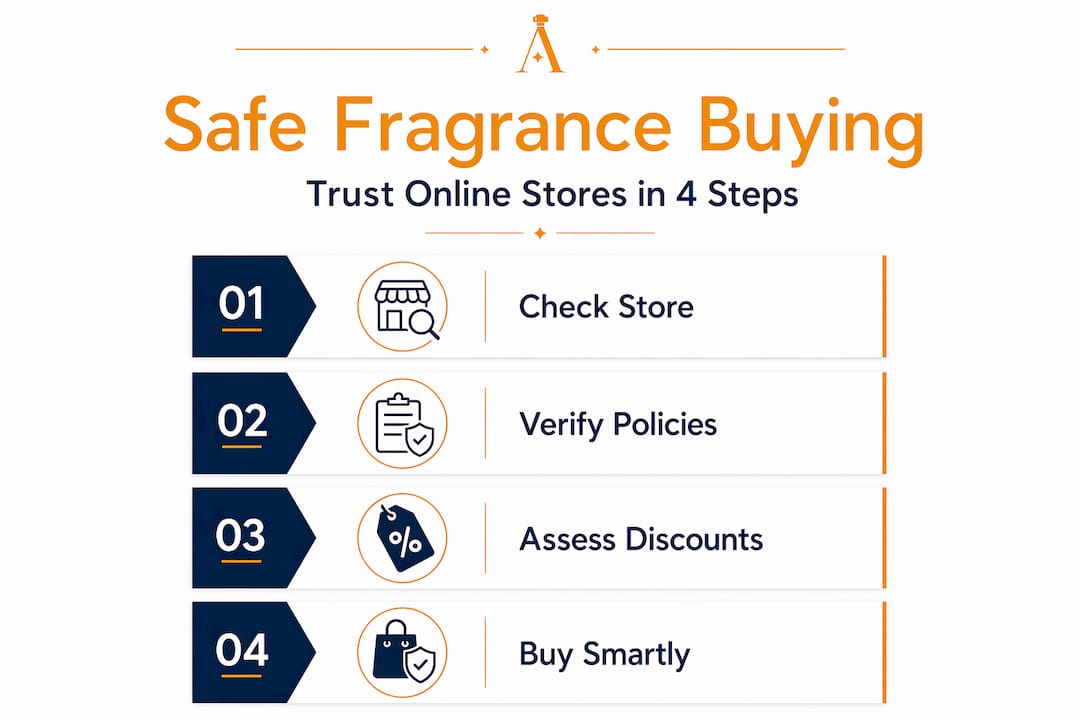 Infographic outlining safe fragrance buying steps