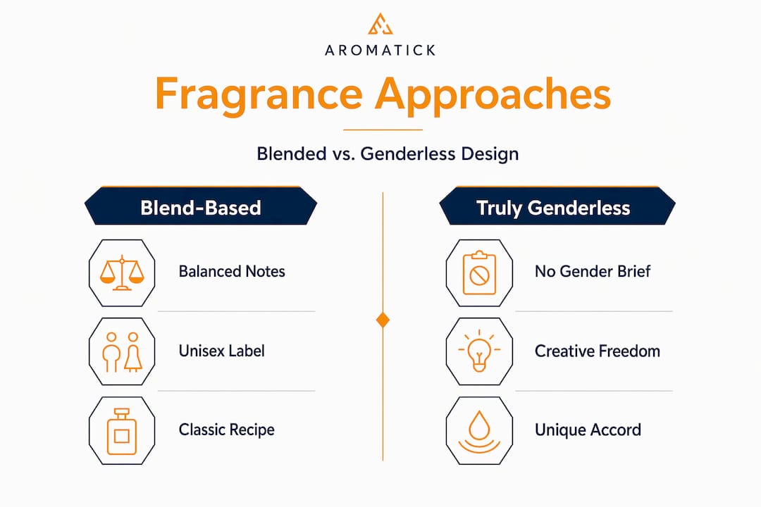 Infographic comparing fragrance design approaches