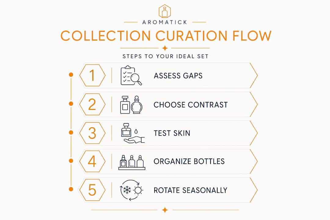 Infographic showing fragrance collection curation steps
