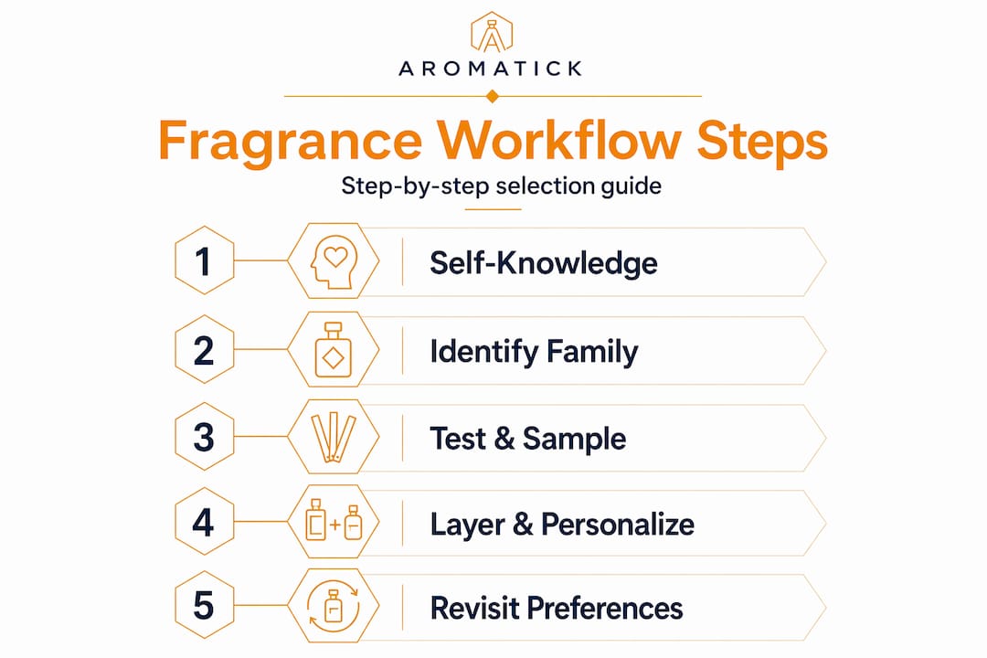 Infographic showing key steps in fragrance workflow
